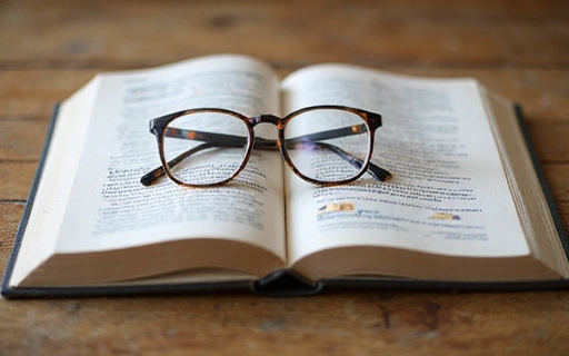 Otwarta książka z okularami symbolizująca naukę i edukację żywieniową